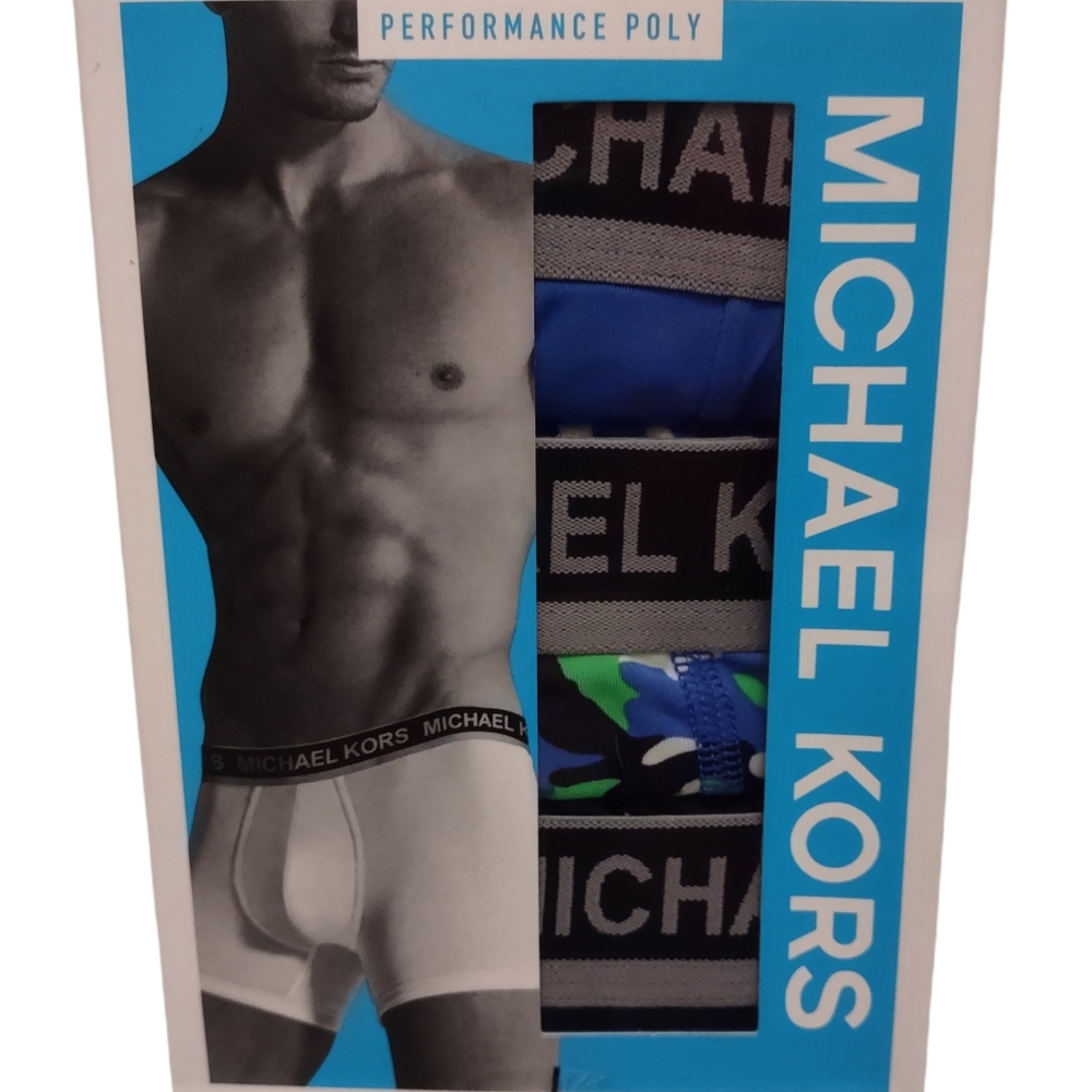 Michael Kors Men's Performances Poly Logo Band Boxer Briefs 3 Pack